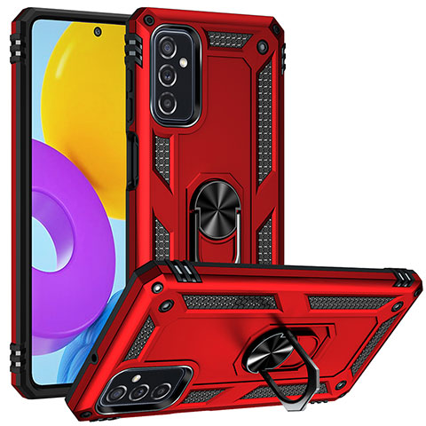 Funda Bumper Silicona y Plastico Mate Carcasa con Magnetico Anillo de dedo Soporte MQ3 para Samsung Galaxy M52 5G Rojo