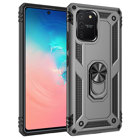 Funda Bumper Silicona y Plastico Mate Carcasa con Magnetico Anillo de dedo Soporte MQ3 para Samsung Galaxy M80S Gris