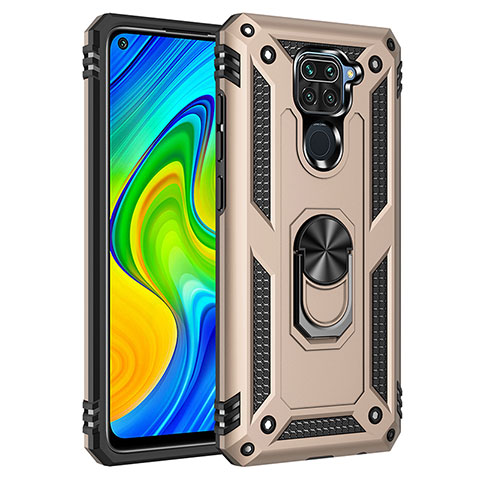 Funda Bumper Silicona y Plastico Mate Carcasa con Magnetico Anillo de dedo Soporte MQ3 para Xiaomi Redmi 10X 4G Oro