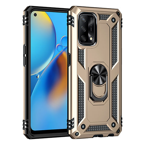 Funda Bumper Silicona y Plastico Mate Carcasa con Magnetico Anillo de dedo Soporte MQ4 para Oppo A95 4G Oro