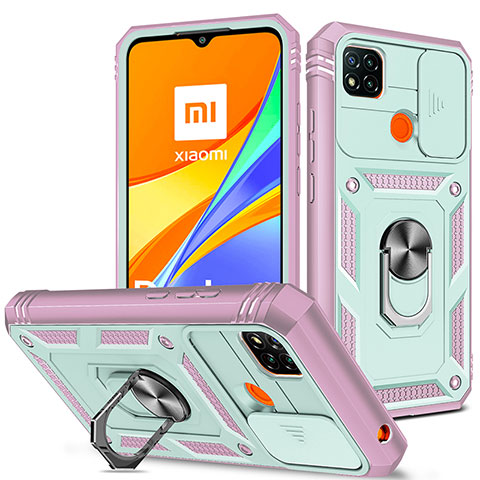Funda Bumper Silicona y Plastico Mate Carcasa con Magnetico Anillo de dedo Soporte MQ5 para Xiaomi Redmi 9 India Multicolor