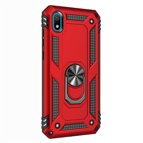 Funda Bumper Silicona y Plastico Mate Carcasa con Magnetico Anillo de dedo Soporte para Huawei Enjoy 8S Rojo