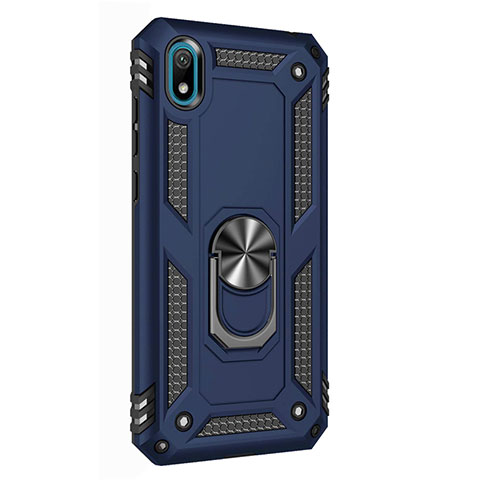 Funda Bumper Silicona y Plastico Mate Carcasa con Magnetico Anillo de dedo Soporte para Huawei Honor Play 8 Azul