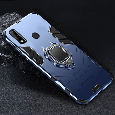 Funda Bumper Silicona y Plastico Mate Carcasa con Magnetico Anillo de dedo Soporte para Huawei Y8s Azul