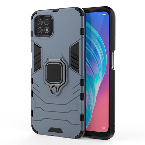 Funda Bumper Silicona y Plastico Mate Carcasa con Magnetico Anillo de dedo Soporte para Oppo A72 5G Azul