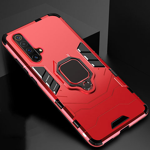 Funda Bumper Silicona y Plastico Mate Carcasa con Magnetico Anillo de dedo Soporte para Realme X3 Rojo