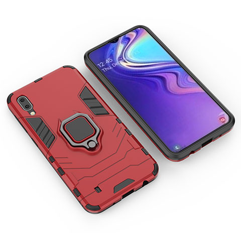 Funda Bumper Silicona y Plastico Mate Carcasa con Magnetico Anillo de dedo Soporte para Samsung Galaxy M10 Rojo