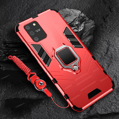 Funda Bumper Silicona y Plastico Mate Carcasa con Magnetico Anillo de dedo Soporte para Samsung Galaxy M80S Rojo