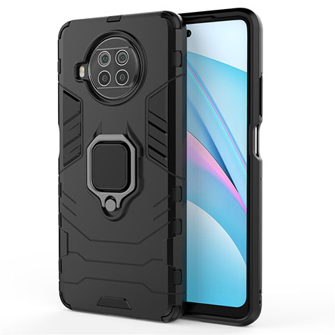 Funda Bumper Silicona y Plastico Mate Carcasa con Magnetico Anillo de dedo Soporte para Xiaomi Mi 10T Lite 5G Negro