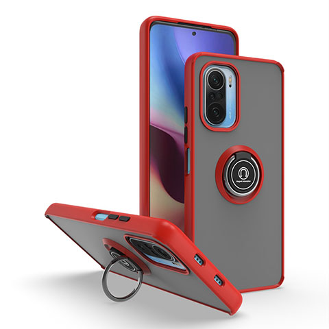 Funda Bumper Silicona y Plastico Mate Carcasa con Magnetico Anillo de dedo Soporte QW2 para Xiaomi Mi 11X Pro 5G Rojo