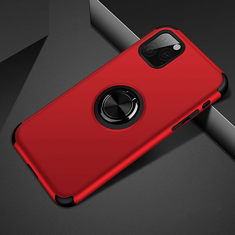Funda Bumper Silicona y Plastico Mate Carcasa con Magnetico Anillo de dedo Soporte R01 para Apple iPhone 11 Pro Max Rojo
