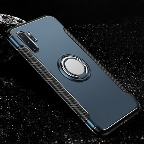 Funda Bumper Silicona y Plastico Mate Carcasa con Magnetico Anillo de dedo Soporte R01 para Samsung Galaxy Note 10 Plus 5G Azul