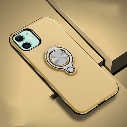 Funda Bumper Silicona y Plastico Mate Carcasa con Magnetico Anillo de dedo Soporte R02 para Apple iPhone 11 Oro