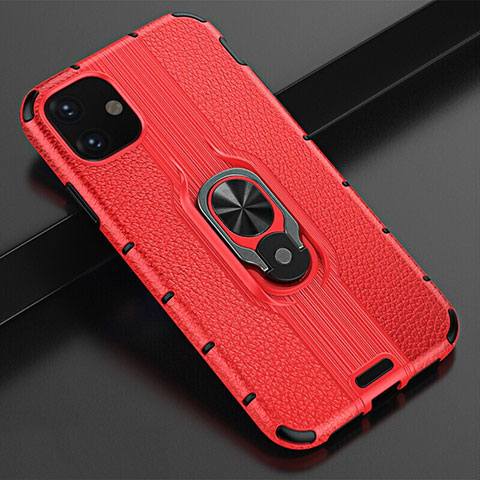 Funda Bumper Silicona y Plastico Mate Carcasa con Magnetico Anillo de dedo Soporte R03 para Apple iPhone 11 Rojo