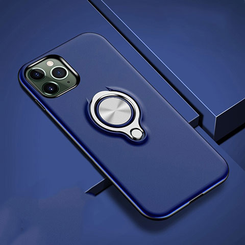 Funda Bumper Silicona y Plastico Mate Carcasa con Magnetico Anillo de dedo Soporte R04 para Apple iPhone 11 Pro Azul