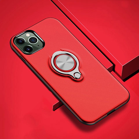 Funda Bumper Silicona y Plastico Mate Carcasa con Magnetico Anillo de dedo Soporte R04 para Apple iPhone 11 Pro Rojo