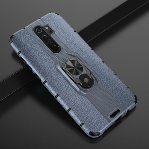Funda Bumper Silicona y Plastico Mate Carcasa con Magnetico Anillo de dedo Soporte R05 para Xiaomi Redmi Note 8 Pro Azul