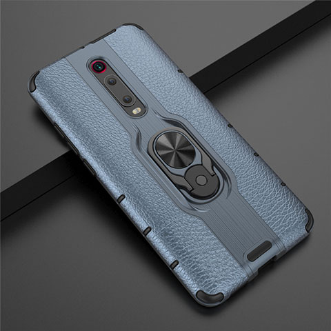 Funda Bumper Silicona y Plastico Mate Carcasa con Magnetico Anillo de dedo Soporte R07 para Xiaomi Redmi K20 Azul