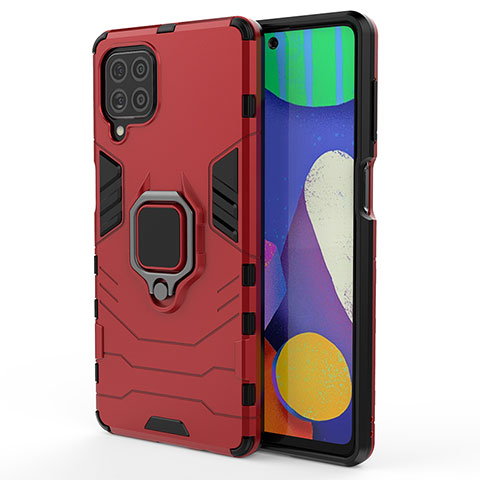 Funda Bumper Silicona y Plastico Mate Carcasa con Magnetico Anillo de dedo Soporte S01 para Samsung Galaxy M62 4G Rojo