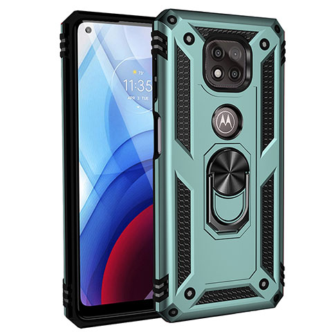 Funda Bumper Silicona y Plastico Mate Carcasa con Magnetico Anillo de dedo Soporte S02 para Motorola Moto G Power (2021) Verde