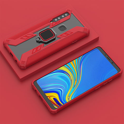 Funda Bumper Silicona y Plastico Mate Carcasa con Magnetico Anillo de dedo Soporte S05 para Samsung Galaxy A9 (2018) A920 Rojo