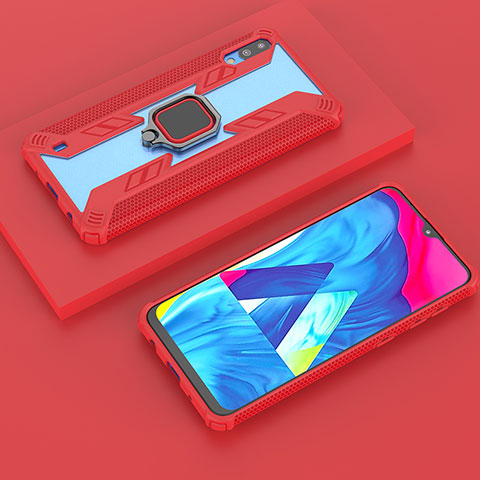 Funda Bumper Silicona y Plastico Mate Carcasa con Magnetico Anillo de dedo Soporte S06 para Samsung Galaxy M10 Rojo