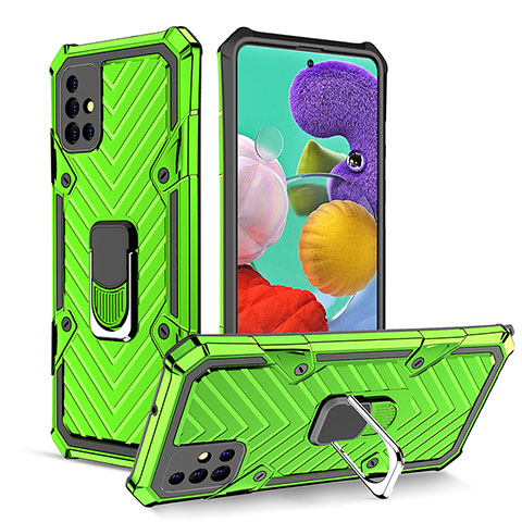 Funda Bumper Silicona y Plastico Mate Carcasa con Magnetico Anillo de dedo Soporte YF1 para Samsung Galaxy A51 4G Menta Verde