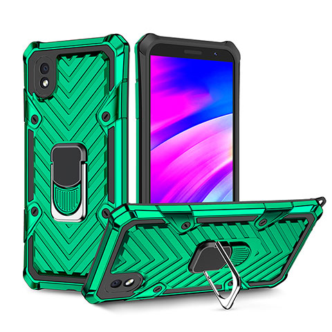 Funda Bumper Silicona y Plastico Mate Carcasa con Magnetico Anillo de dedo Soporte YF1 para Samsung Galaxy M01 Core Verde