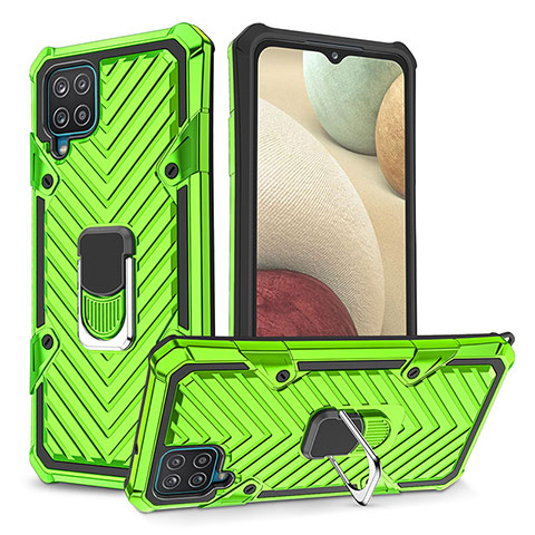 Funda Bumper Silicona y Plastico Mate Carcasa con Magnetico Anillo de dedo Soporte YF1 para Samsung Galaxy M12 Menta Verde