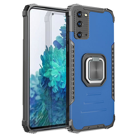 Funda Bumper Silicona y Plastico Mate Carcasa con Magnetico Anillo de dedo Soporte ZJ2 para Samsung Galaxy S20 FE (2022) 5G Azul