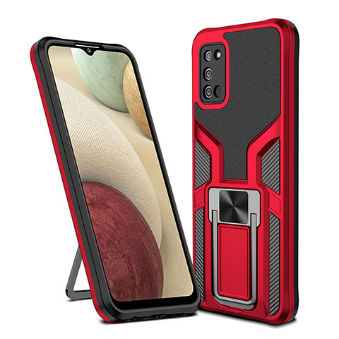 Funda Bumper Silicona y Plastico Mate Carcasa con Magnetico Anillo de dedo Soporte ZL1 para Samsung Galaxy M02s Rojo