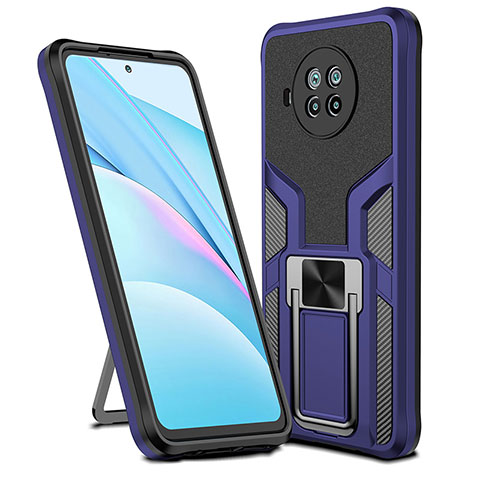 Funda Bumper Silicona y Plastico Mate Carcasa con Magnetico Anillo de dedo Soporte ZL1 para Xiaomi Mi 10i 5G Azul