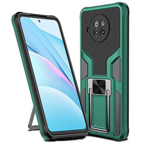 Funda Bumper Silicona y Plastico Mate Carcasa con Magnetico Anillo de dedo Soporte ZL1 para Xiaomi Mi 10T Lite 5G Verde