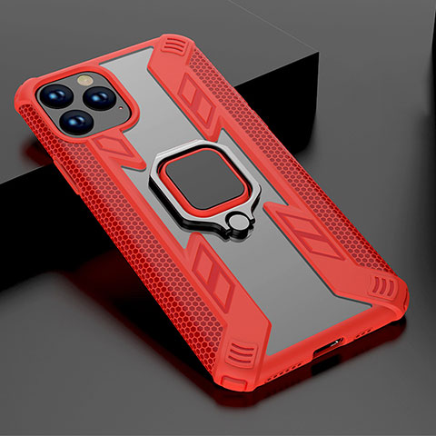 Funda Bumper Silicona y Plastico Mate Carcasa con Magnetico Soporte A01 para Apple iPhone 11 Pro Max Rojo