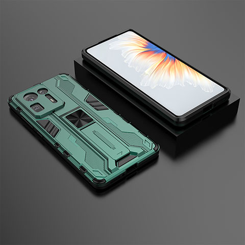 Funda Bumper Silicona y Plastico Mate Carcasa con Magnetico Soporte KC1 para Xiaomi Mi Mix 4 5G Verde