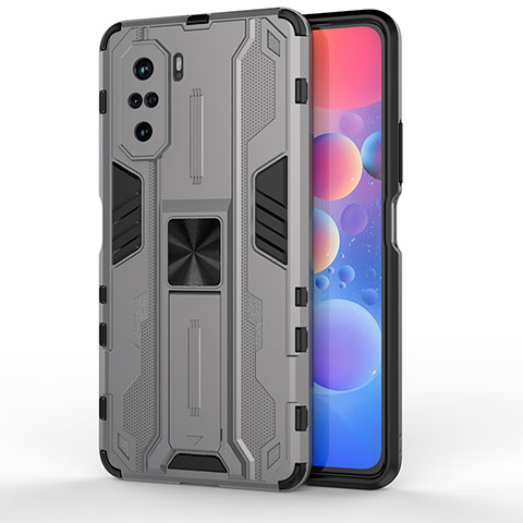 Funda Bumper Silicona y Plastico Mate Carcasa con Magnetico Soporte KC2 para Xiaomi Mi 11X Pro 5G Gris