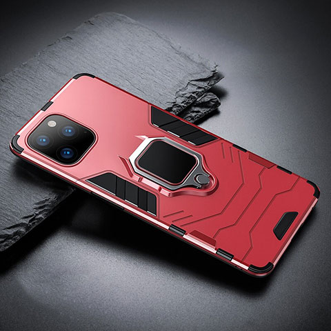 Funda Bumper Silicona y Plastico Mate Carcasa con Magnetico Soporte para Apple iPhone 11 Pro Max Rojo