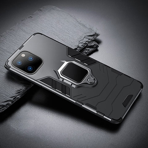 Funda Bumper Silicona y Plastico Mate Carcasa con Magnetico Soporte para Apple iPhone 11 Pro Negro