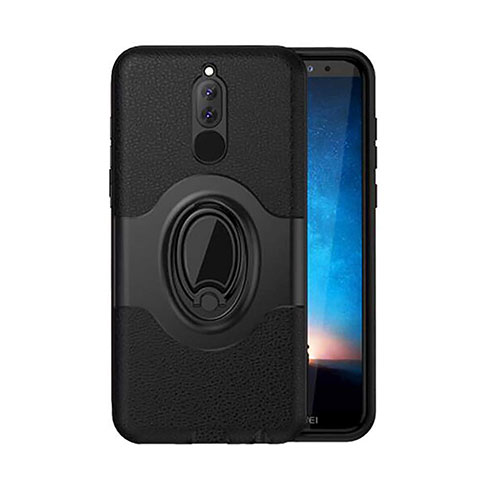 Funda Bumper Silicona y Plastico Mate Carcasa con Magnetico Soporte para Huawei Mate 10 Lite Negro