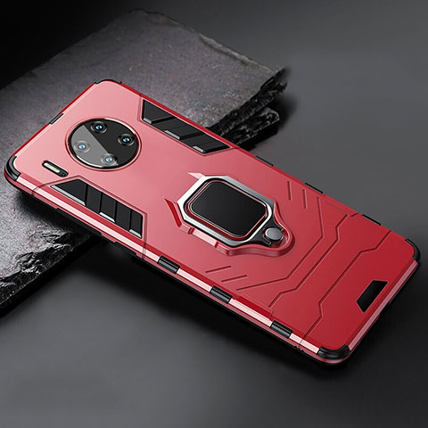 Funda Bumper Silicona y Plastico Mate Carcasa con Magnetico Soporte para Huawei Mate 30 5G Rojo