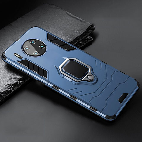 Funda Bumper Silicona y Plastico Mate Carcasa con Magnetico Soporte para Huawei Mate 30 Azul