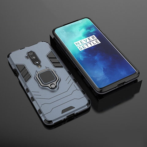 Funda Bumper Silicona y Plastico Mate Carcasa con Magnetico Soporte para OnePlus 7T Pro 5G Azul