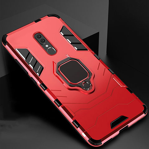 Funda Bumper Silicona y Plastico Mate Carcasa con Magnetico Soporte para Oppo A9 Rojo