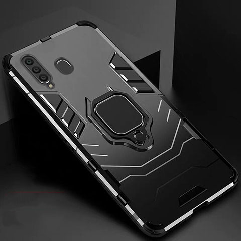 Funda Bumper Silicona y Plastico Mate Carcasa con Magnetico Soporte para Samsung Galaxy A60 Negro