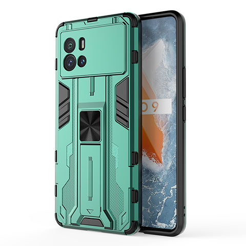 Funda Bumper Silicona y Plastico Mate Carcasa con Magnetico Soporte para Vivo iQOO 9 Pro 5G Verde