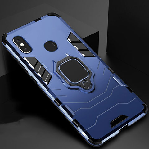 Funda Bumper Silicona y Plastico Mate Carcasa con Magnetico Soporte para Xiaomi Mi 6X Azul