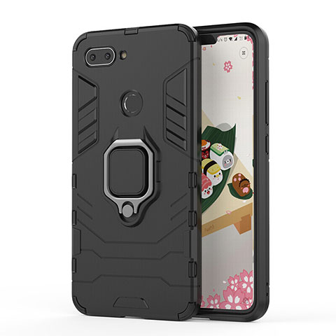 Funda Bumper Silicona y Plastico Mate Carcasa con Magnetico Soporte para Xiaomi Mi 8 Lite Negro