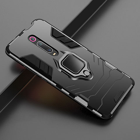 Funda Bumper Silicona y Plastico Mate Carcasa con Magnetico Soporte para Xiaomi Mi 9T Negro