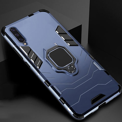 Funda Bumper Silicona y Plastico Mate Carcasa con Magnetico Soporte para Xiaomi Mi A3 Azul