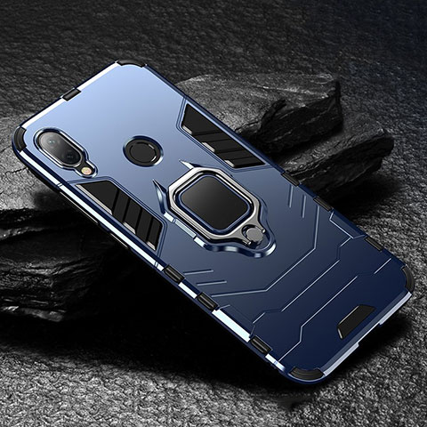 Funda Bumper Silicona y Plastico Mate Carcasa con Magnetico Soporte para Xiaomi Redmi Note 7 Azul